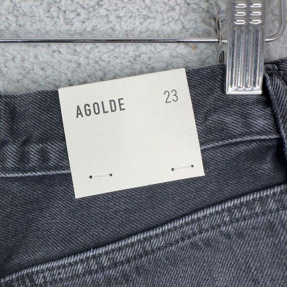 Agolde 90s Bermuda Shorts Women’s 23 Black Denim Raw Hem Mid Rise NWT - Picture 10 of 16